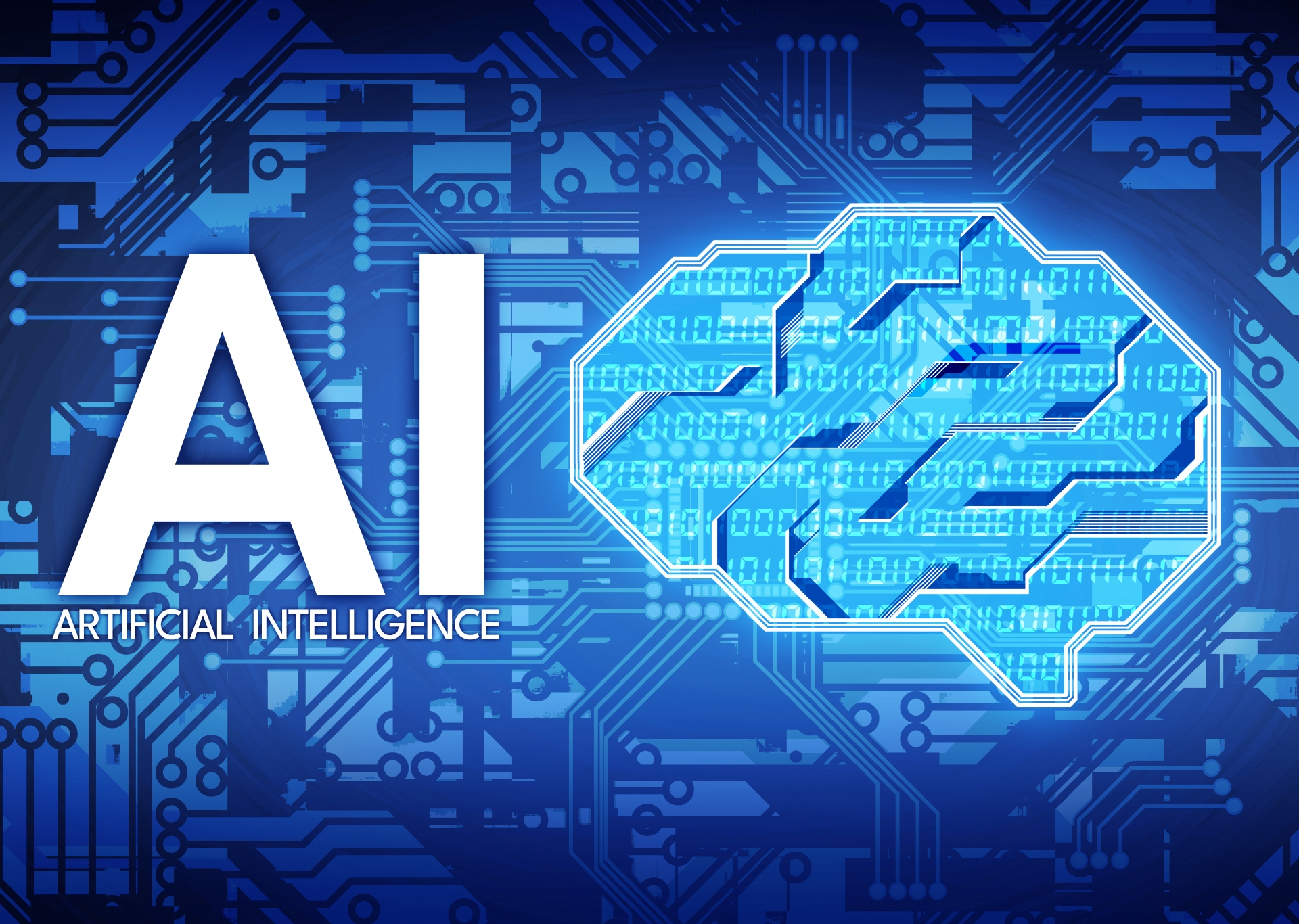 「AI」の文字と人工知能のイメージ