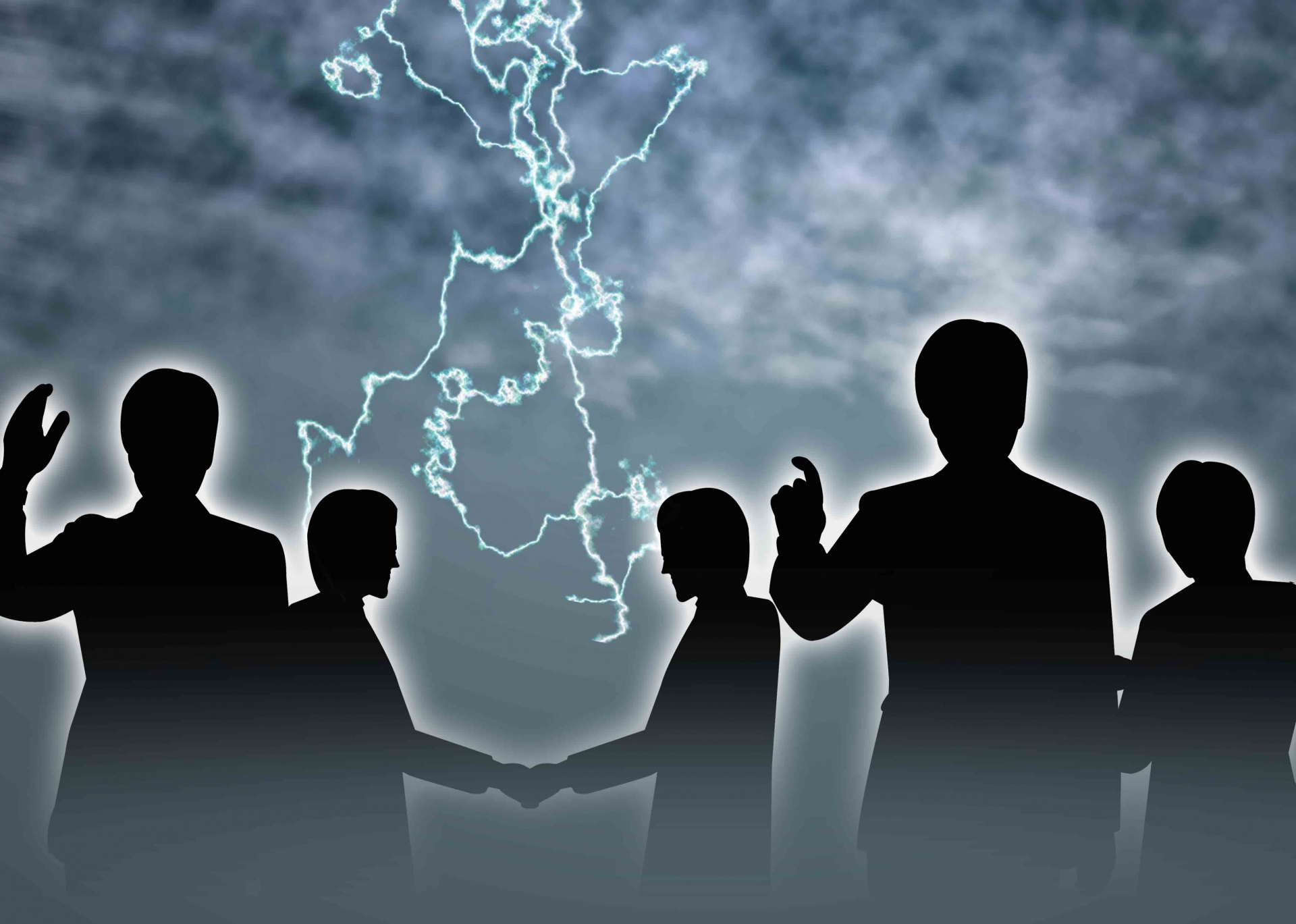 悪天候の中に人影がうつるブラックのイメージ